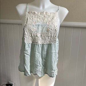 Zara Cream and light green Cropped Embellished Camisole